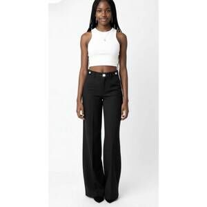 NEW BIANCO mika wide trouser with rhinestone buttons in black